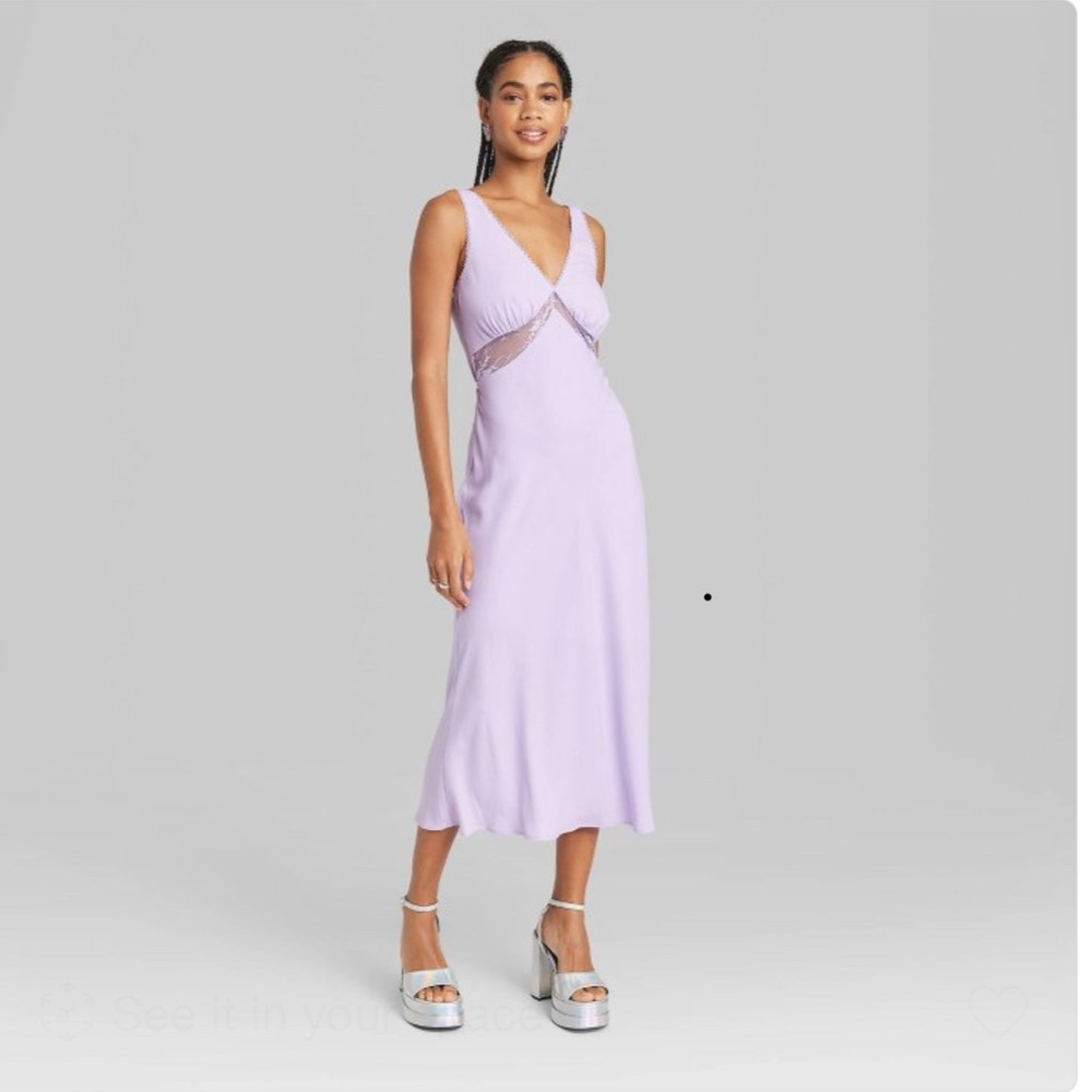 Lace Detail Midi Slip Dress Wild Fable Lavender - Size Small